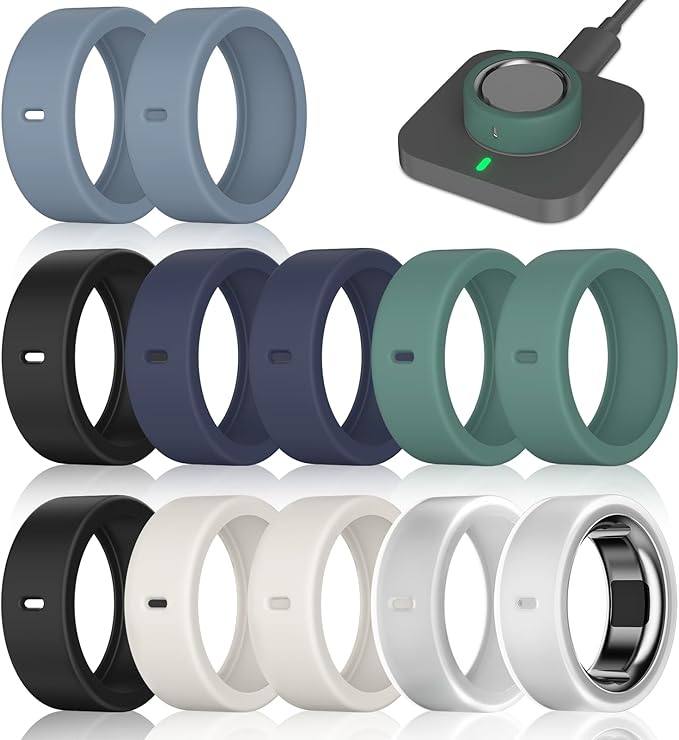 12 Pack Ring Cover Compatible with Oura Ring Gen 4/4 Ceramic, Oura Ring Gen 3 Horizon/Heritage, Support Charging with Cover on, Anti-Scratch Elastic Silicone Ring Protector for Men Women Working Out by ZOOROO