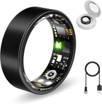 Smart Health Rings for Women Men, Fitness Tracker with Heart Rate, Blood Oxygen, HRV, Sleep Tracker, Step Tracker, No Subscription Fee, IP68 Waterproof Smart Ring for iphone & Android(Black7) by Unknown