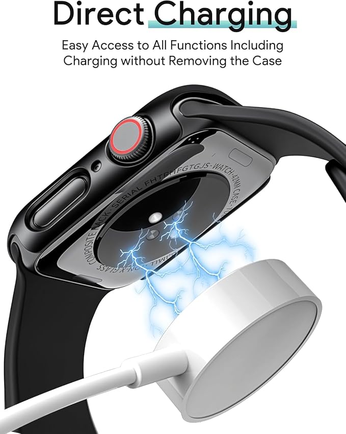 JR.DM 42mm 2 Pack Hard PC Case with HD Tempered Glass Screen Protector for Apple Watch Series 10/11 (2025), Guard Bumper Full Coverage Protective Anti-Scratch Face Cover for iWatch, Black+Clear - Image 9