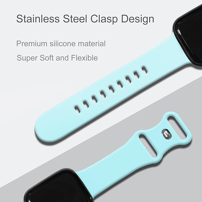 Bands Compatible with Apple Watch 38mm 40mm 41mm 42mm 44mm 45mm 46mm 49mm,Soft Silicone Replacement Sport Accessory Strap Wristband for iWatch Series Ultra 11 10 9 8 7 6 5 4 3 2 1 SE Women Men Seafoam - Image 2