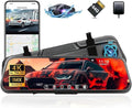 YKT 4K Mirror Dash Cam, Rear View Mirror Camera for Car with 2K Camera and 64GB Card, 10' Touch Screen Front and Rear Dashcam WiFi GPS, Night Vision, G-Sensor, Reverse Assist, 24H Parking Mode by YKTDASHCAM
