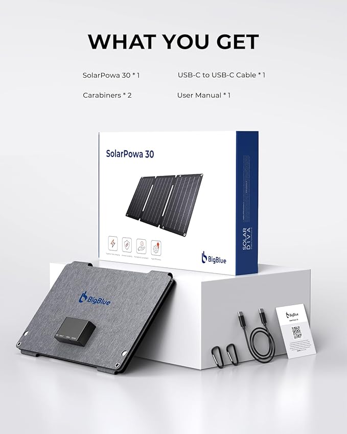 BigBlue 30W Solar Panel Charger with Fast Charging USB-A, USB-C and DC Ports, IP68 Waterproof, Portable Folding Solar Charger Compatible with iPhone, iPad, Samsung, LG, Power Banks, Power Station - Image 7
