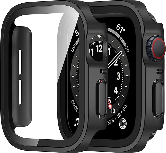 Amizee 2 Pack Compatible with Apple Watch Case SE 3/2/1 Series 6/5/4 44mm with Built-in Screen Protector, Ultra-Thin Hard PC Straight Edge Anti-Scratch Protective Cover for iWatch (Matte Black) by Amizee