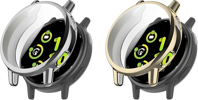 2 Pack Case Compatible with Garmin Vivoactive 5 Protective Case Cover,Soft TPU Bumper Full Cover Ultra-Thin Protection Case for Garmin Vivoactive 5 Smartwatch Accessories (Gold&Silver) by BabyValley