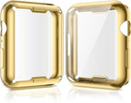 Julk [2 Pack] 41mm Gold Cover Soft Flexible TPU Anti-Scratch Lightweight Protective IWatch Case Built in Screen Protector Compatible with Apple Watch 9/8/7 - (1 Gold + 1 Transparent) by JULK