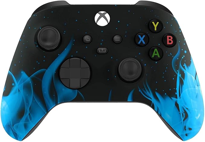 Custom Controllerzz Wireless Controller for Microsoft Xbox Series X/S & Xbox One - Custom Soft Touch Feel - Custom Xbox Series X/S Controller (X/S Blue Flame) by CustomControllerzz