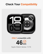 amBand for Apple Watch Series 10 11 46mm Metal Case Men, W1 Rugged Protective Bumper [Turn iWatch into Ultra 3/2/1 Look] with Back Cover, Upgrade Conversion Kit Stylish Protector 46 mm - Black - Image 2