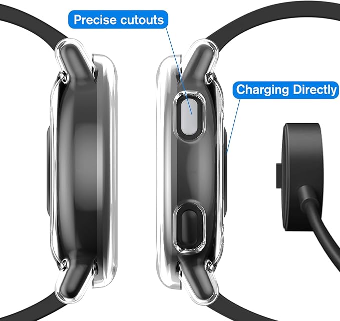 Fintie 3 Packs Screen Protector Case Compatible with Garmin Vivoactive 5, Soft TPU Plated Bumper Full Cover Protective Cases Scratch-Proof, Black/Silver/Clear - Image 8