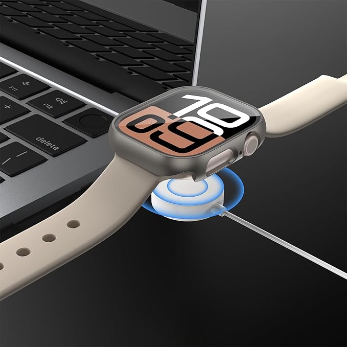 JZK 2 Pack Case with Tempered Glass Screen Protector for Apple Watch Series 11(2025) Series 10 42mm, Slim Guard Bumper Full Coverage Hard PC Ultra-Thin Cover for iWatch 11/10 42mm,Titanium - Image 6