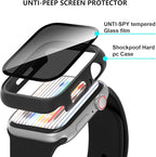 2 Pack for Apple Watch Series 9 Series 8 7 Privacy Screen Protector Case 41mm, Unti-Spy Glass Protector Hard PC Cover Bumper for iWatch 9 8 7 41mm Accessories, Black/Black - Image 4