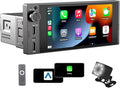 6" Single DIN Car Stereo, Apple CarPlay & Android Auto, IPS Touchscreen, Bluetooth Hands-Free, Mirror Link, HD Waterproof Backup Camera, FM/AM Radio, USB/Type-C, 10-Band EQ Multimedia Receiver by WelcometoSamjiuAuto