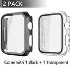 Misxi 2 Pack Hard PC Case with Tempered Glass Screen Protector Compatible with Apple Watch SE 3 (2025) SE 2 SE Series 6 Series 5 Series 4 44mm, Overall Shockproof Protective Cover for iWatch, 1 Black + 1 Transparent - Image 2