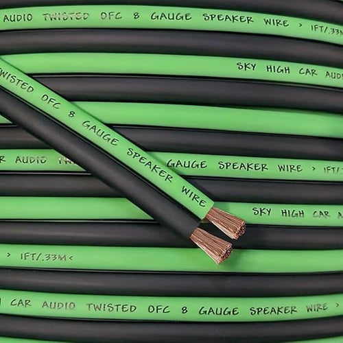 10' feet OFC True 8 Gauge AWG Oxygen Free Copper Speaker Wire GR/BK Car Home Audio by Sky+High+Car+Audio