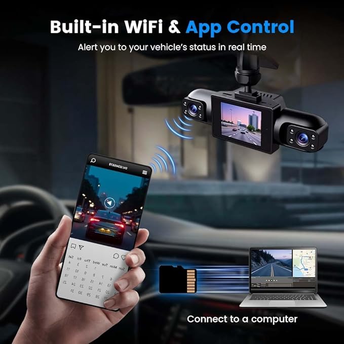 Full View Car Dashcam System, 360° 4 Channel Panoramic Recording Dash Cam,1080P HD/Night Vision/G-Sensor/Loop Recording/4 Cameras/Collision Induction/Mobile Monitoring (No Memory Card) - Image 5