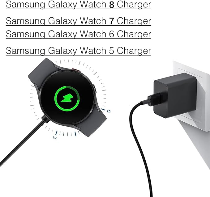 10FT Long Samsung Watch Charger Compatible for Samsung Galaxy Watch 8/8 Classic/7/6/Ultra,6 Classic,5/5 Pro/4/4 Classic/3/Active 2/Active 1 Wall Fast Charger Magnetic Wireless watc-h Charging Cord - Image 3