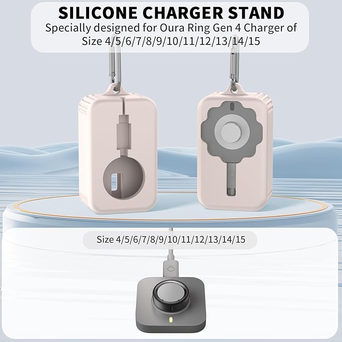 Silicone Charger Protector Cover for Oura Ring 4 Charger,Case Cover Compatible with Oura Ring Charger Size 4/5/6/7/8/9/10/11/12/13/14/15, Shockproof Case for Oura Ring Charger,Only Case (Off White) - Image 3