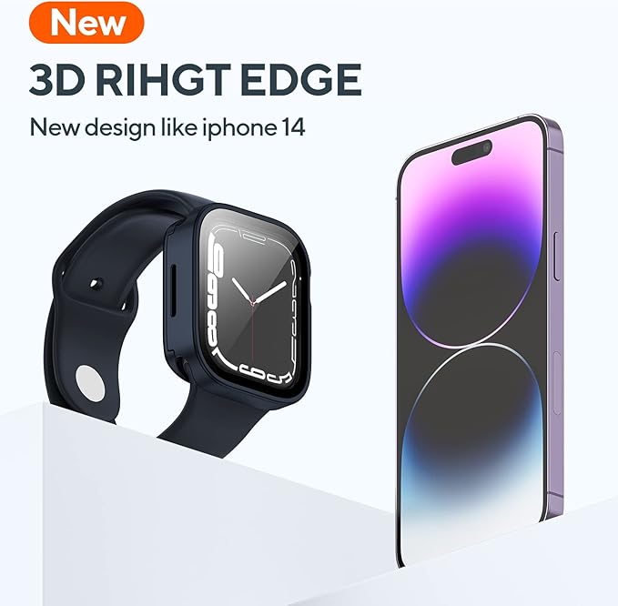 2 Pack 2 in 1 Waterproof Case for Apple Watch Series SE 6 5 4 44mm, Straight Edge PC Front & Back Bumper with Tempered Glass Screen Protector 360 Protective for iWatch (44mm, Midnight/Starlight) - Image 2