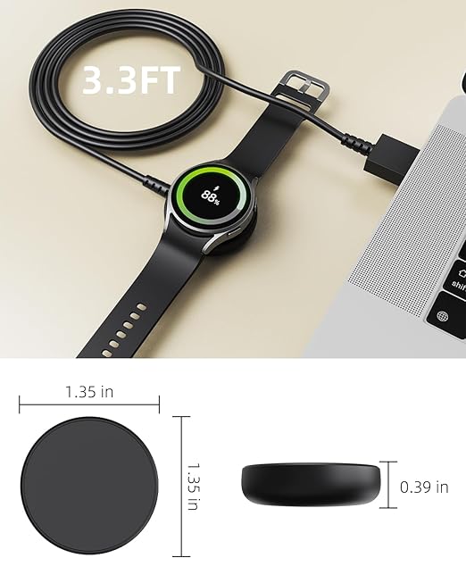 3.3FT for Samsung Galaxy Watch Charger Compatible with Watch 8/8 Classic/Ultra/7/6/6 Classic/5/5 Pro/4/4 Classic/3/Active/FE USB A Magnetic Charging - Image 6