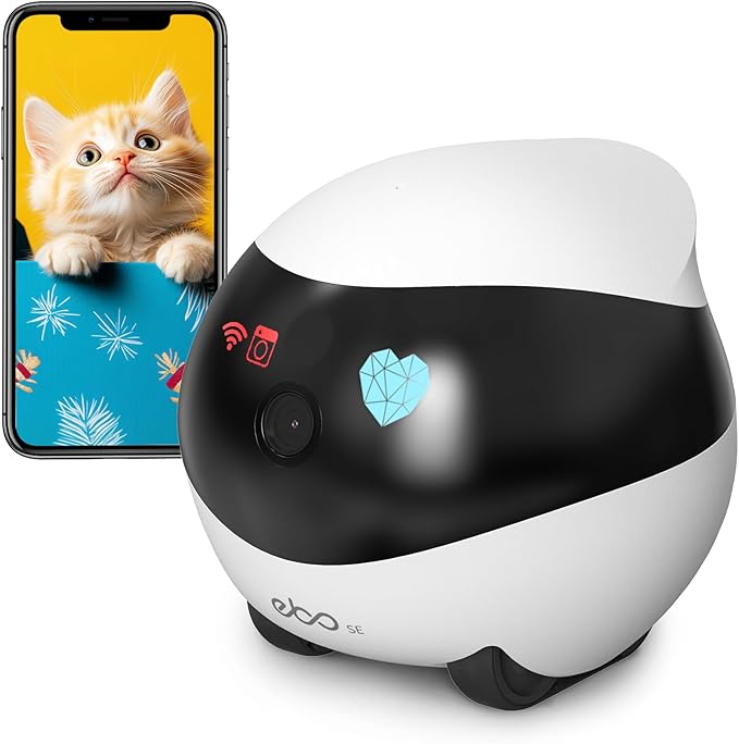 Enabot EBO SE FamilyBot Home Camera Robot: 1080P Movable Pet Camera Indoor, Battery-Operated, Auto-Recharge, Night Vision, 2-Way Talk, Local Storage, APP Control by Enabot