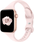 Thin Slim Band Compatible with Apple Watch 38mm 40mm 41mm 42mm 44mm 45mm 46mm 49mm, Replacement Silicone Sport Strap for iWatch Series 11/10/9/8/7/6/5/4/3/2/1 Ultra SE Women Men, Light Pink by Acrbiutu