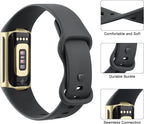 AK Sport Band Compatible with Fitbit Charge 6 Bands / Fitbit Charge 5 Bands Women Men, Classic Soft Replacement Straps Wristbands for Fitbit Charge 6 / 5 Advanced Fitness & Health Tracker (Dark - Image 3