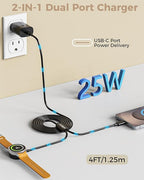 2 in 1 for Samsung Watch Charger, 25W USB C Fast Charger Compatible with Galaxy Watch 8/8 Classic/Ultra/7/6/6 Classic/5 Pro/5/4/4 classic/3/Active2/FE & Galaxy S26/S25/S24/S23/S22/21 & for iPhone 17 - Image 2