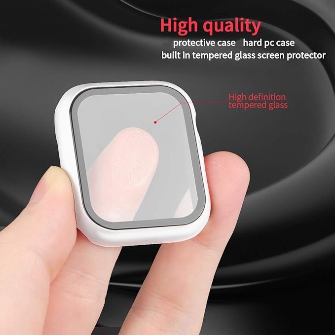 2 Pack Hard PC Case for Apple Watch Series 6 5 4 SE 40mm Tempered Glass Screen Protector Case, Full Coverage Ultra-thin Shockproof Iwatch Bumper Cover (White+White, 40mm) - Image 2