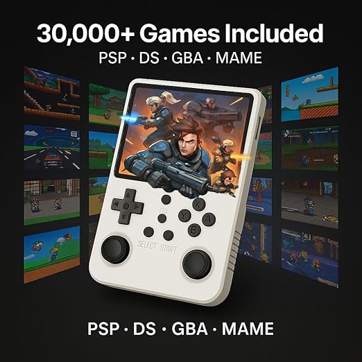 uMadeUs R40s Pro Handheld Gaming Console – 30,000+ Classic Video Game Collection – New Retro Arcade System With 256gb Sd Card - 3.5" Screen - Mini Portable Player PSP, DS, GBA, PS1, MAME (Black) - Image 4