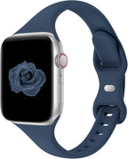 Thin Slim Band Compatible with Apple Watch 38mm 40mm 41mm 42mm 44mm 45mm 46mm 49mm, Replacement Silicone Sport Strap for iWatch Series 11/10/9/8/7/6/5/4/3/2/1 Ultra SE Women Men, Abyss Blue by Acrbiutu