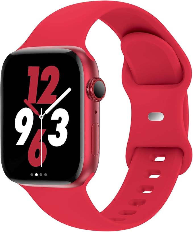 Sport Band Compatible with Apple Watch 38mm 40mm 41mm 42mm 44mm 45mm 46mm 49mm, Replacement Soft Silicone Strap Wristbands for iWatch Series 11/10/9/8/7/6/5/4/3/2/1 Ultra SE Women Men, Red by Acrbiutu