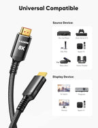 Snowkids 150FT/45M Long 8K HDMI Fiber Optic Cable 2.1, Unidirectional 48Gbps High Speed 8K60 4K Braided HDMI Cord eARC HDR10 2.2&2.3 Compatible for TV/Monitor/PS-5/X-box/Sound System & More - Image 8