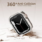 [2 in 1] Waterproof Bling Case Compatible for Apple Watch 40mm Series 6/5/4/SE with Tempered Glass Screen Protector, Women Glitter Diamond Rhinestone Bumper 360 Protective Hard PC Cover for iWatch - Image 4