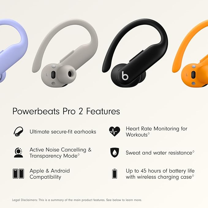 Beats Powerbeats Pro 2 - Wireless Bluetooth Earbuds with USB-C Charging Cables (1.5 m) - Jet Black - Image 2
