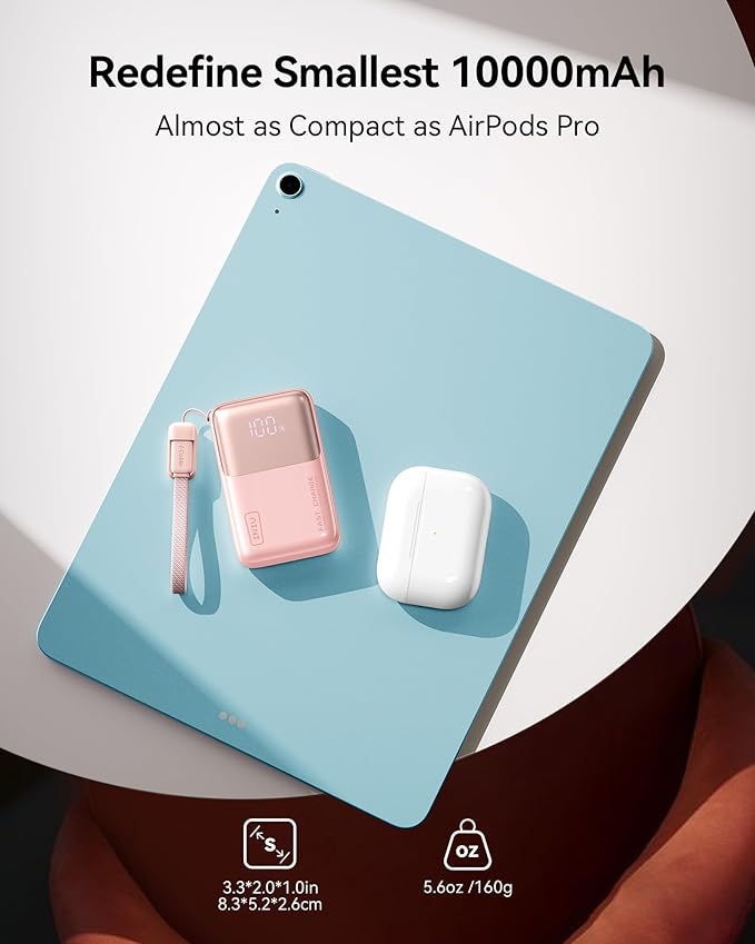 INIU Pocket Size Portable Charger, Ultra Small 10000mAh 45W PD Power Bank, Fast Charging Battery Pack, Travel Essentials Powerbank for iPhone 17 16 Pro Air, Xiaomi 17 Pro Max 16 15 14, S24 etc - Image 2