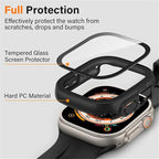 2 Pack Hard PC Case for Apple Watch Ultra 1 2 3 49mm Tempered Glass Screen Protector Case, Full Coverage Shockproof Iwatch Bumper Cover (Matte Black x 2, 49mm) - Image 2