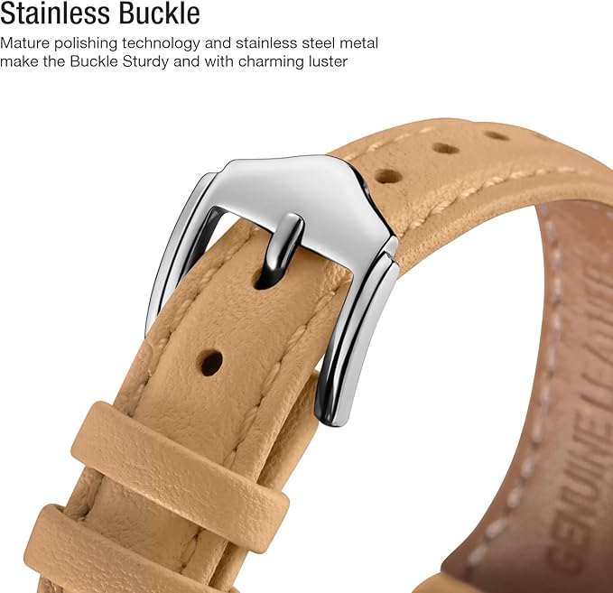WFEAGL Compatible with Leather Apple Watch Band 41mm 40mm 38mm 42mm(series 11 10) Women, Top Grain Leather Strap Slim & Thin Replacement Wristband for iWatch Bands SE 3 2 1, Series 11 10 9 8 7 6 5 4 3 2 1 - Image 3