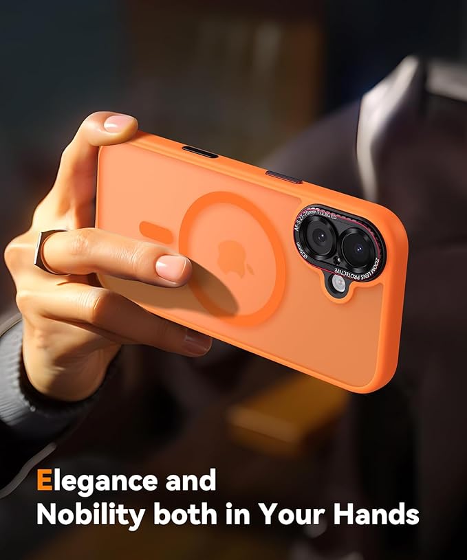 JUESHITUO Magnetic for iPhone 17 Case: Upgraded [Full Camera Protection], with [1X Screen Protector] [Camera Button], 6.3" Case for iPhone 17, Orange - Image 9