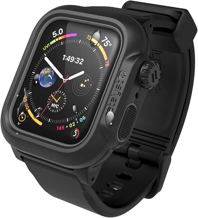 Catalyst 330ft Waterproof Case for Apple Watch Series SE 6/5/4 44mm, Soft Silicone Watch Band, Shock Proof Rugged Protective Case, Microfiber Cloth included – (Black) by Catalyst