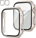 2 Pack Case with Tempered Glass Screen Protector for Apple Watch Series 6/5/4/SE 40mm,JZK Slim Guard Bumper Full Coverage Hard PC Protective Cover HD Ultra-Thin Cover for iWatch 40mm,Starlight by JZK