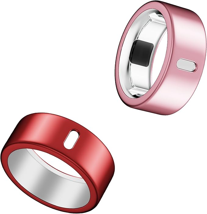 Cover Compatible for Oura Ring Gen 4/Gen 3 Horizon/Gen 3 Heritage,(NOT Compatible with Oura Ring 4-Ceramic), Charging Directly,Rugged TPU Finger Protector for Workout Women Men-Pink+Red-Size 13 by Snyeest