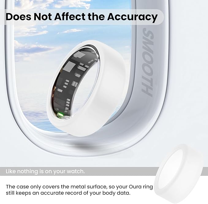 2-Pack Oura Ring Cover - Gen 4/3 Compatible, Anti-Scratch Silicone Protector (Black&Clear, S for 6-10) - Image 6