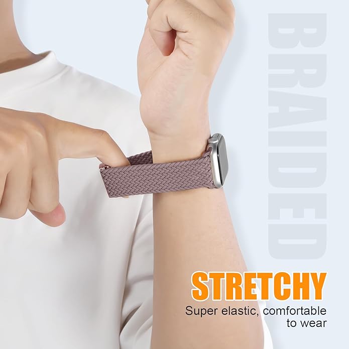 Magnetic Braided Stretchy Loop - Compatible with Apple Watch Band 42mm 46mm 40mm 41mm 44mm 45mm 38mm Ultra 3/2 49mm Women Men,Elastic Woven Fabric Nylon Strap for iWatch 11 10 9 8 7 6 5 4 3 SE Ultra - Image 4