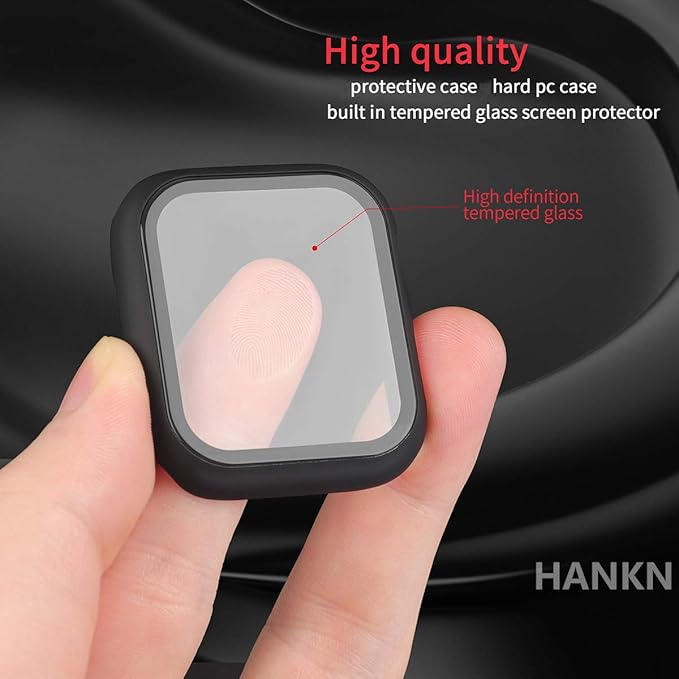 2 Pack Hard PC Case for Apple Watch Series 6 5 4 Se 40mm Tempered Glass Screen Protector Case, Full Coverage Ultra-thin Shell Iwatch Bumper Cover (Matte Black x 2, 40mm) - Image 2