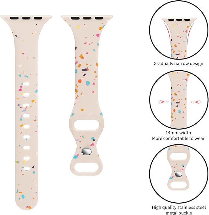 Thin Slim Band Compatible with Apple Watch 38mm 40mm 41mm 42mm 44mm 45mm 46mm 49mm, Narrow Replacement Soft Silicone Sport Strap Wristbands for iWatch Series 11/10/9/8/7/6/5/4/3/2/1 Ultra SE Women Men - Image 3