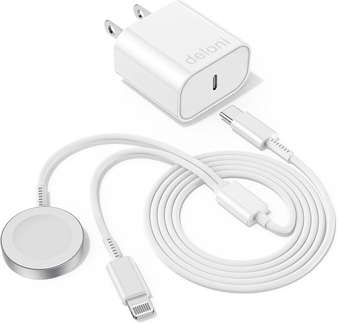 Upgraded USB C Charger for Apple Watch, 2 in 1 Phone and iWatch Magnetic Fast Charging Cable 6FT with USB-C Wall Charger, Compatible with Apple Watch Series 10/9/8/7/6/SE/5/4, for iPhone 14/13/12 by delonicharger