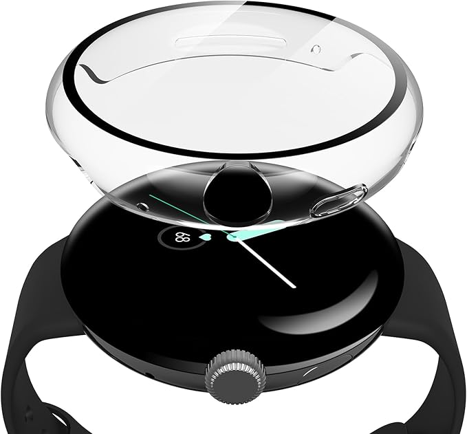 Misxi 2 Pack Hard PC Case with Screen Protector Compatible with Google Pixel Watch 2 (2023) / Pixel Watch 41mm, High Sensitivity Lightweight Anti-Fall Cover, Transparent by Misxi