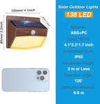 Peasur Solar Outdoor Lights, [2 Packs] Motion Sensor Security Lights with 3 Lighting Modes Wall Lights Waterproof Solar Powered Lights for Garden Yard, Brown Warm - Image 6
