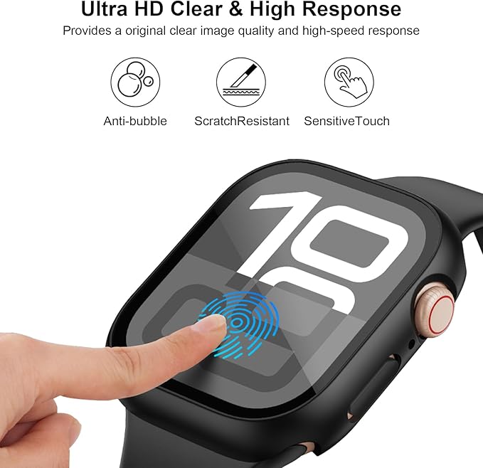 18 Pack PC Screen Protector Case Compatible with Apple Watch Series 4 5 6 SE SE 2nd 40mm with Built-in Tempered Glass Screen Protector, Full Coverage Bumper - Image 2