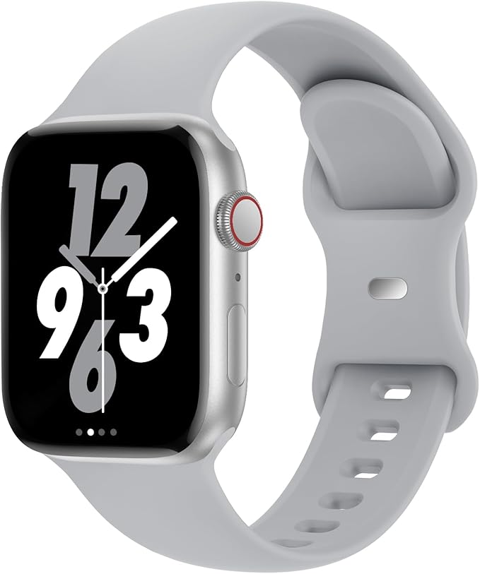 Sport Band Compatible with Apple Watch 38mm 40mm 41mm 42mm 44mm 45mm 46mm 49mm, Replacement Soft Silicone Strap Wristbands for iWatch Series 11/10/9/8/7/6/5/4/3/2/1 Ultra SE Women Men, Gray by Acrbiutu