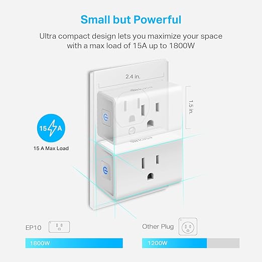 Kasa Smart Plug Ultra Mini 15A, Smart Home Wi-Fi Outlet Works with Alexa, Google Home & IFTTT, No Hub Required, UL Certified, 2.4G WiFi Only, 1-Pack(EP10), White - Image 7